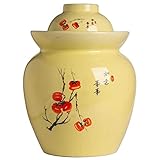 NOGRAX Gelbes Multifunktions-Gärglas mit Deckel, verdickte Keramik-Kimchi-Flasche, koreanischer Nachtgurkenkohl versiegelter Kimchi-Topf, Sauerkraut-Vorratsglasbehälter Einmachgläser (Size : 26cm)