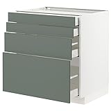 Ikea METOD/MAXIMERA Basiskabine 4 Franzen / 4 Schubladen 80x60 cm weiß / Bodarp grau-grün