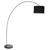 etc-shop Bogenstehlampe schwarz Bogenlampe große Standleuchte, verstellbar Textil, LED warmweiß, 1x 6W 1x 810lm 3000K, H 180 cm, Wohnzimmer