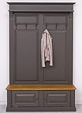 Casa Padrino Landhausstil Massivholz Garderobenschrank Dunkelgrau/Hellbraun 140 x 41 x H. 210 cm - Wand Garderobe - Flur Schrank - Flurmöbel - Garderobenmöbel - Landhausstil Möbel