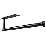 Lifeant 1 Bohren, Küchenrollenhalter Schwarz, Küchenrolle Halter für Speisekammer, Badezimmer, Rechteck 34cm, Waschbecken
