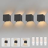 Klighten 4 Pack LED Wandleuchte mit Austauschbarer G9 LED Lampe Warmweiß 3000K, Aluminium LED Wandlampe Innen/Aussen Einstellbar Abstrahlwinkel aussenbeleuchtung für für Wohnzimmer Garten, Dunkelgrau