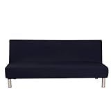 Aisaving Einfarbig Armlose Sofabettüberzug Polyester Spandex Stretch Futon Schutzhülle Protector 3-Sitzer elastisch vollklappbar Couch Sofa Shield für Klappcouch ohne Armlehnen (Schwarz)