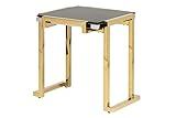 Adda Home Beistelltisch, Edelstahl Glas, Schwarz/Gold/Silber, 55X55X60Cm
