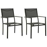 Tidyard Gartenstühle 2 STK. Gartenstuhl Stuhl Sessel Essstühle Essstuhl Armlehnstuhl Campingstuhl Hochlehner Stühle Gartenstühle Gartenmöbel Textilene und Stahl Schwarz und Anthrazit