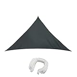 jarolift Sonnensegel Dreieck Rechtwinklig, Wasserdicht, Sonnenschutz Sichtschutz für Terrasse Garten Balkon, Polyestergewebe, 700 x 500 x 500 cm, Anthrazit