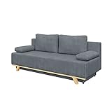 MEBLINI Sofa mit Schlaffunktion - Schlafcouch Ausziehbar - Schlafsofa mit Bettkasten - Sofabett - Couch mit Schlaffunktion - Klappsofa - Zendaya - 200x89x95cm - Grau Samt