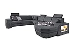 Stylefy Wohnlandschaft Nancy U-Form mit Ottomane Links, Schlaffunktion und Bettkasten - Sofa (HxBxL): 82x350x276 cm - Velours Matrix, Grau