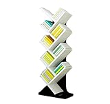 Bücherschrank Bücherregal 9-lagiges Bücherregal, Baumförmige Bücher, CD-Ausstellungsstand, Bücherregal Aus Holz, Kann 50 Kg Bücherregal Tragen, Aufbewahrungsorganisator Bücherregale ( Color : Black+Wh