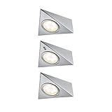 Paulmann 93572 LED Unterschrankleuchte Dreieck mit Näherungssensor eckig incl. 3x2,8 Watt Schrankleuchte Eisen gebürstet Schranklicht Metall, Glas