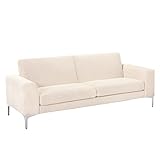 Cord Sofa 3-Sitzer – Gemütliche 3-er Couch mit Cord-Bezug, große Sitzfläche, pflegeleicht und robust, Vintage-Look – Cremeweiß