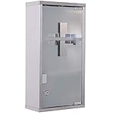 HOMCOM Medizinschrank Arzneischrank abschließbarer Apothekerschrank Erste-Hilfe-Schrank mit 3 Fächer Wandschrank Edelstahl Silber 25 x 12 x 48 cm