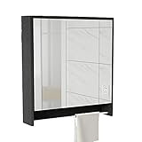 Schrank mit Spiegel Wandschrank Hängeschrank Wandtyp Schrank Hängeschrank mit Regal Aufbewahrungsschrank Geeignet für Ruheraum Bad und Küche (Farbe: Braun Größe: 100 cm)