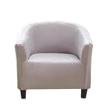 FZ FUTURE Samt Sesselbezug Stretch Weich Universal-Sesselschoner Sesselhusse für Cocktailsessel Waschmaschinenfest rutschfest Sofa Möbelschutz für Clubsessel Loungesessel,Smoke Gray