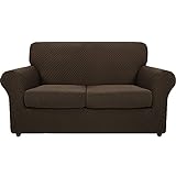 CXYKN Jacquard-Stretch-Sofabezug, Couchbezug, 2 Sitze, Separates Kissen, rutschfest, elastisch, Möbelbezug für Wohnzimmer, Haustier-Deep Coffee-LoveSeat