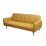 Mendler Schlafsofa HWC-J18, Couch Klappsofa Gästebett Bettsofa, Schlaffunktion Stoff/Textil - gelb