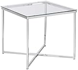 AC Design Furniture Gurli Ecktisch Quadratisch, B: 50 x T: 50 x H: 45 cm, Klar/Chrom, Glas/Metall, 1 Stk