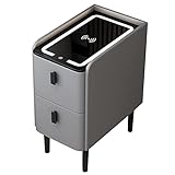 BEdaw Intelligenter Nachttisch Mit Kabelloser Ladestation, Intelligenter Nachttisch, Mit 2 Schubladen, Usb-Anschluss,-Lautsprecher, Fingerabdrucksperre, Für Das Schlafzimmer Zu Hause/Grigio/B-35*40*