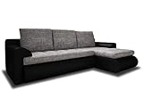 Ecksofa Santi - Polsterecke L-Form, Schlafsofa mit Bettkasten, Couchgarnitur mit Schlaffunktion, Couch, Sofa, Sofagarnitur (Schwarz + Grau (Madryt 1100 + Berlin 01), Ecksofa Rechts)