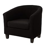 Polar-Fleece-Sesselbezug Stretch Sesselschoner Elastisch Sesselhusse Sesselüberwurf für Stuhl Clubsessel Husse Cocktailsessel Schonbezüge Tullsta Stuhl Sofahusse Waschmaschinenfest(Schwarz,1 Stück)
