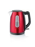 SEVERIN WK 3417 Wasserkocher (ca. 2.200 W, 1 L) fire red metallic /schwarz