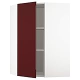 Ikea METOD Eckschrank Hängeschrank mit Regalböden 68x100 cm weiß Kallarp/Hochglanz Dunkelrotbraun