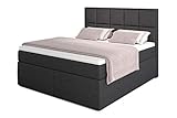 Betten Jumbo Dream Boxspringbett mit Bettkasten 200x200 mit 7-Zonen TFK Härtegrad H2 und Visco-Topper | Farbe Anthrazit | div. Größen verfügbar