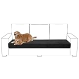 Rosnek Sofa Sitzkissenbezug Sofabezug 3 Sitzer, Samt Sofahusse 3 Sitzer Stretch Couchbezug,Sofa Cover Couch überzug für Sofa überzug L Form,Chaiselongue,Ecksofa,1 Stück,Schwarz