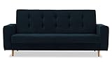 BETTSO -Sofa Schlafsofa Kippsofa Sofa Samt mit Schlaffunktion Klappsofa Bettfunktion mit Bettkasten Couchgarnitur Couch Sofagarnitur-TIGRA (Dunkelblau)