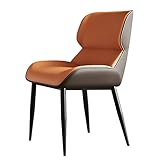 KITCISSL Sessel Modern Design Stuhl Esszimmer Schreibtisch Ergonomischer Bürostuhl, Sessel Esszimmerstuhl Leder Hotel Rückenlehne Luxuriöse Stühle Esszimmer für Schlafzimmer (Color : Orange)