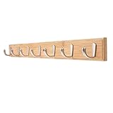 Hakenleiste Kleiderhaken mit 7 Haken Garderobenhaken Wand Holz Bambus für Jacken, Mäntel, Schals, Handtaschen und Mehr, Natur
