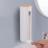 FemKey Wattepads Aufbewahrung, Wandmontage Wattepads Spender mit Deckel aus Holz, Wattepads Aufbewahrung Bambus für Wattepads Schminke oder Entferner