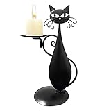 Rooeling Kerzenhalter Katze schwarz | Kerzenhalter für Katzensäule, Handwerk aus Eisen aus Metall | Kerzenhalter für Esszimmer, elegante Dekoration für Esstisch, Innendekoration