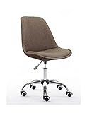 RIXCH Ergonomischer Aufgaben-Bürostuhl, gepolsterter Kissenstoff, armloser Schreibtischstuhl, verstellbarer drehbarer Computerstuhl leise Schreibtischstühle (Farbe: Braun, Größe: 40,9–53,1 cm)