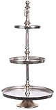 Brandsseller Etagere aus Aluminium | 3 Etagen | Höhe ca. 58 cm | Handgefertigt | Rund | Tisch Deko | Servier-Ständer 206464 Silber