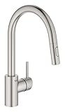 GROHE Concetto - Einhand Spültischarmatur (mit herausziehbarer Dual Spülbrause, C-Auslauf, Schwenkbereich 360°), supersteel, 31483DC2