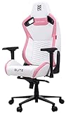 ELITE Profi Gaming Stuhl Mercenary - Ergonomischer Bürostuhl - 150 kg Belastbarkeit - Schreibtischstuhl - Chefsessel - Sessel - Racing Gamingstuhl - Drehstuhl - Kunstleder (Weiß/Pink)