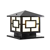 SSBHDM Außensäulenleuchte IP54 Wasserdichte Pfostenleuchten Vintage Aluminium Säulenlampe Quadratische Sockelleuchte Garten Rasenleuchte Landschaftsleuchte