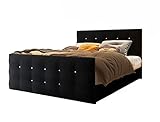 Generisch Boxspringbett Hotellbett KLEO 140/160/180 x 200 Braun Grau Bettkasten Farbwahl ! (180 x 200, Schwarz - Madryt 1100 (Kunstleder))