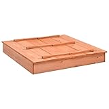 vidaXL Tannenholz Sandkasten mit Deckel Sitzbänken Bänken Nylonfolie Sandbox Sandkiste Holzsandkasten Kinder Spielzeug 95x90x15cm 50kg