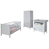 trendteam smart living Babyzimmer 3-teiliges Komplett Set in Weiß mit viel Stauraum