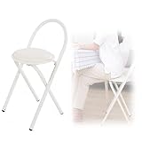 Klapphocker mit Rückenlehne, Runder Tragbarer Barhocker, Gepolsterter Bistrohocker für Den Innenbereich