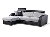 Couch mit Schlaffunktion Eckcouch Ecksofa Polstergarnitur Wohnlandschaft - COBBY (Ecksofa Links, Schwarz)
