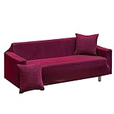 DSHUB Sofa-Schonbezüge Stretch, Couch-Überzug, elastischer Spandex-Sofa-Schonbezug, Reiner weicher Möbelbezug, passt Sich dem Wohnzimmer an-Großes Rot-1Sitzer 80–130 cm (32–52 Zoll)