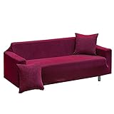 DSHUB Sofa-Schonbezüge Stretch, Couch-Überzug, elastischer Spandex-Sofa-Schonbezug, Reiner weicher Möbelbezug, passt Sich dem Wohnzimmer an-Großes Rot-1Sitzer 80–130 cm (32–52 Zoll)