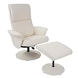 Mendler Relaxsessel Helsinki, Fernsehsessel Relaxliege TV-Sessel mit Hocker - Kunstleder, Creme