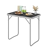 eSituro Campingtisch Klapptisch auf Balkon, Beistelltisch klappbarer Balkontisch, Faltbarer Tisch, Gartentisch mit Griff, aus MDF Metall 80x50x70 cm Schwarz SCPT0035