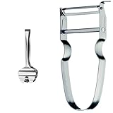 WMF Spargelzange 16 cm, Cromargan Edelstahl poliert & Gourmet Sparschäler Pendelklinge 11,5cm, Obst-Gemüseschäler einschneidig, Kartoffelschäler, Spargelschäler, Cromargan Edelstahl poliert