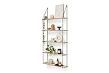 LIFA LIVING Vintage-Wandregal 5 Etagen aus Holz und Metall, dekoratives Schweberegal für Küche, Hängeregal für Wohnzimmer, Schlafzimmer, 60 x 17 x 138,5 cm