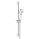 YOOZENA Duschset aus Edelstahl, höhenverstellbar, Duschsäule ohne Armaturen, verchromt (Silber-1)